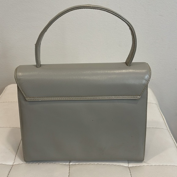 Genuine grey Leather small handheld bag - Picture 3 of 10
